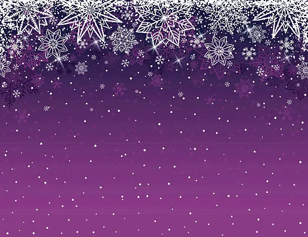 Vector illustration of Purple christmas background with snowflakes and stars, vector