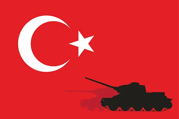 Vector illustration of Tank on the Turkish flag