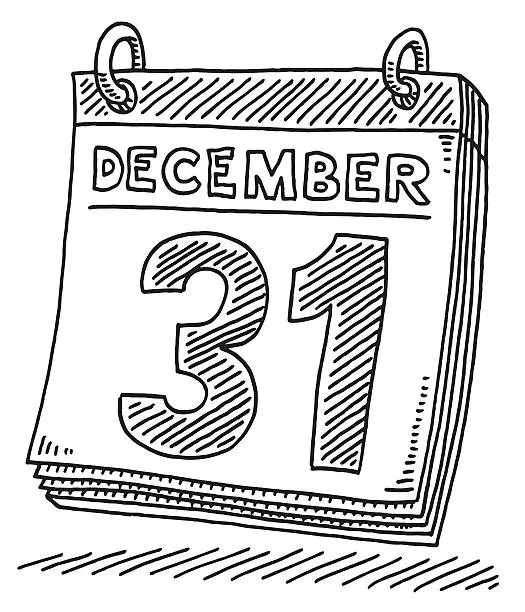 Vector illustration of Daily Calendar December 31 Drawing