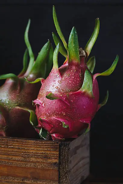 Dragonfruits on the dark background