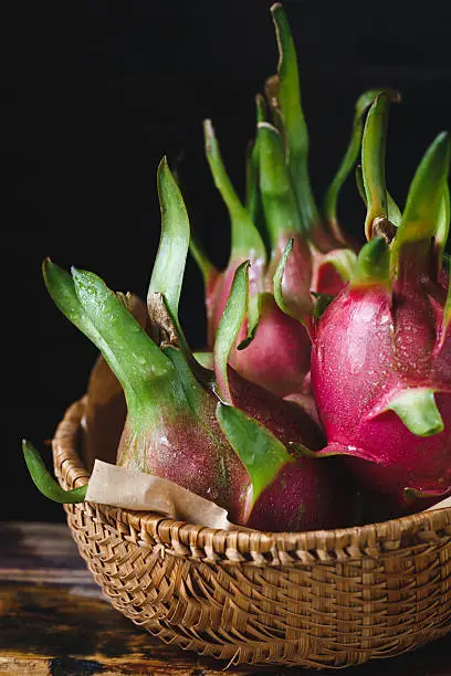 Dragonfruits on the dark background