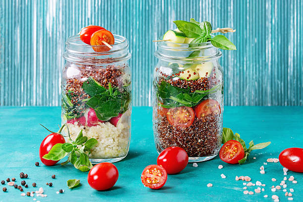 istock Salads with quinoa in jars 625267906