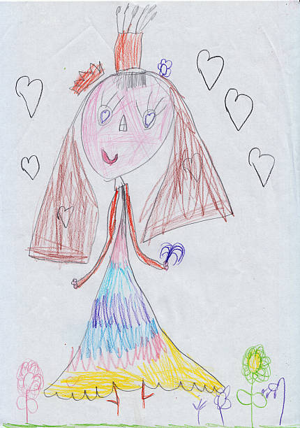 istock Kid Drawing of a princess. 625268132