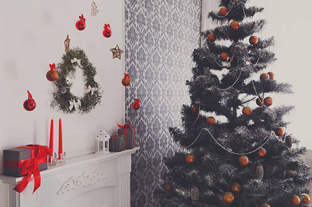istock Beatiful christmas decorated tree in modern interior, holiday concept 625271890