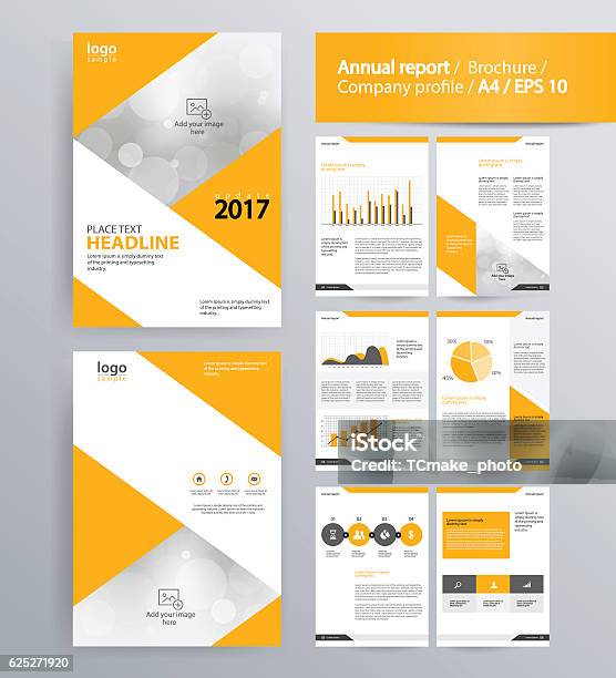 Page Layout For Company Profile Annual Report And Brochure Layout Template Stock Illustration - Download Image Now