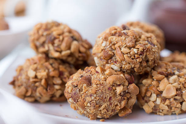 istock walnut balls close-up, ground nuts, a small depth of field 625272986