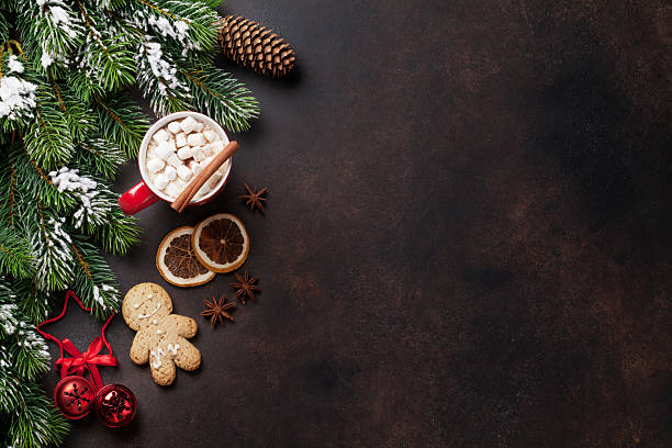 istock Christmas background with hot chocolate and marshmallow 625280698