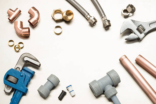 istock Selection of Plumbers Tools and Plumbing Materials with Copy Space 625280830