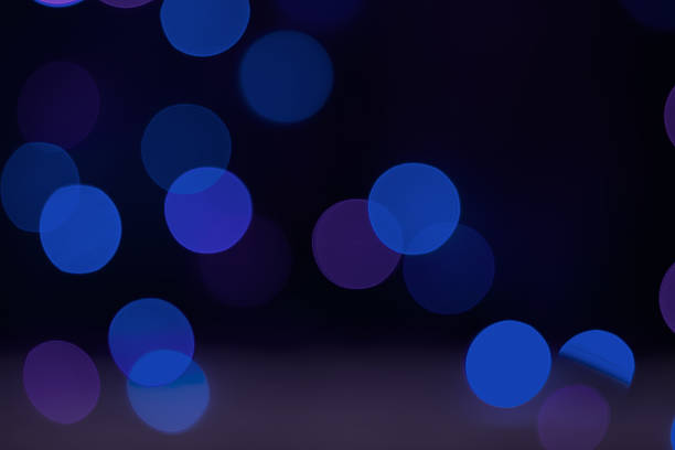 Defocused Bokeh Background of Blue Fairy Light String