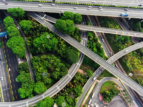 Busy highway from aerial view. Shenzhen. China