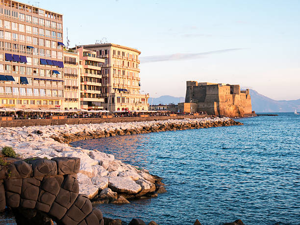 Via Caracciolo in  Naples sunset ,  italy