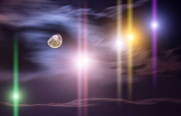 istock Moon behind the clouds. night bright sky 625299338