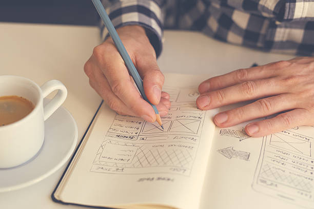 istock Man sketching graphic sketch in office 625302162
