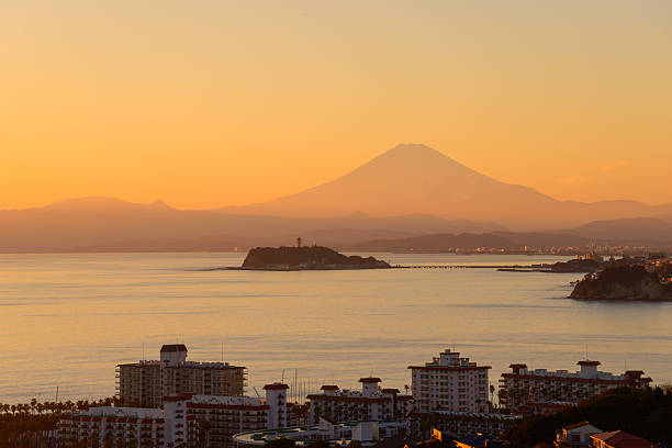 istock Enoshima and Mt.Fuji in the twilight 625302504