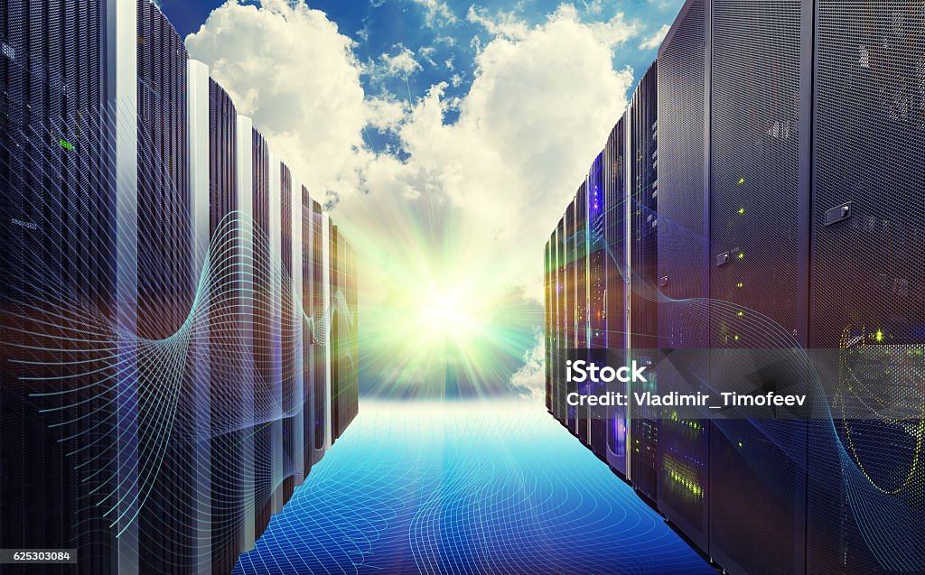 Vision conceptuelle du datacenter sur le cloud computing - Photo de Ordinateur libre de droits