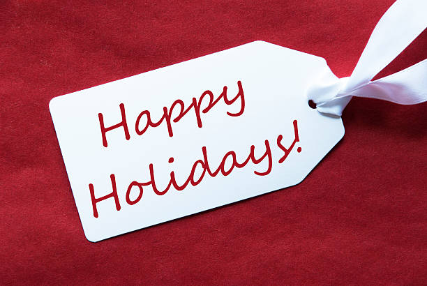 istock One Label On Red Background, Text Happy Holidays 625304060