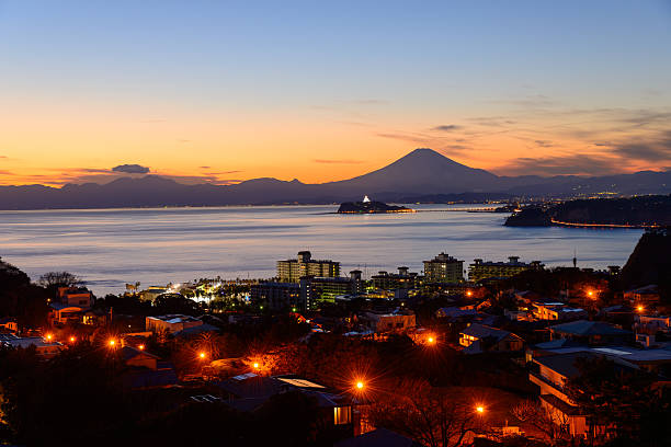 istock Enoshima and Mt.Fuji in the twilight 625304084