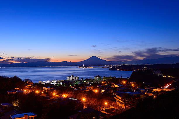 istock Enoshima and Mt.Fuji at dusk 625304246
