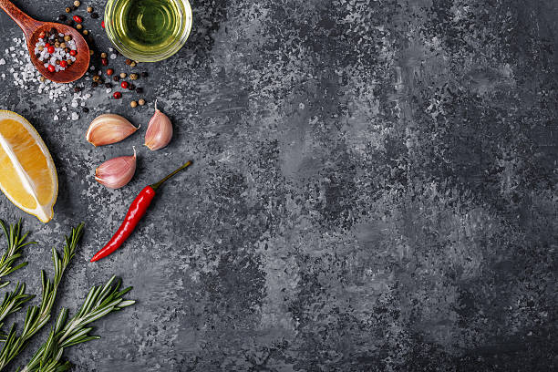 istock Background with spices, herbs and olive oil. 625306374
