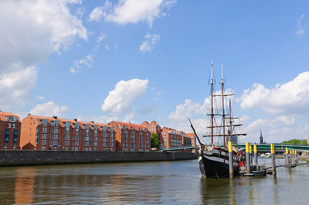 istock River port and the Weser river in Bremen, Germany 625308240