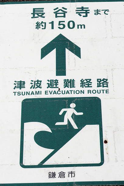 istock Tsunami warning sign-evacuation route. Kamakura-Japan. 7778 625310656