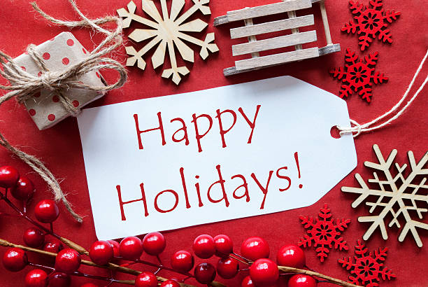 istock Label WIth Christmas Decoration, Text Happy Holidays 625310922
