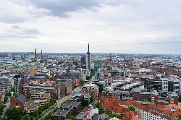 Old city of Hamburg, view from St.Michael's church