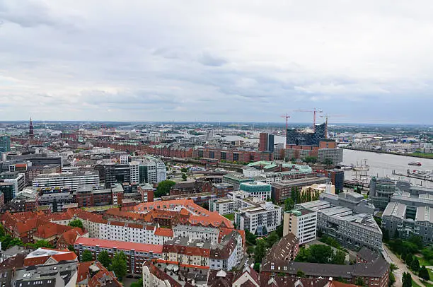 Old city of Hamburg, view from St.Michael's church
