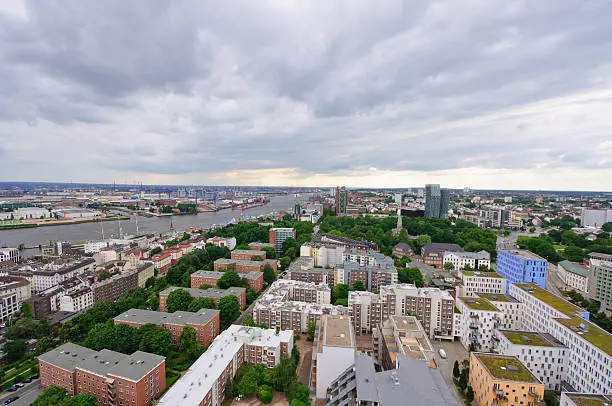 Port of Hamburg, view from St.Michael's church