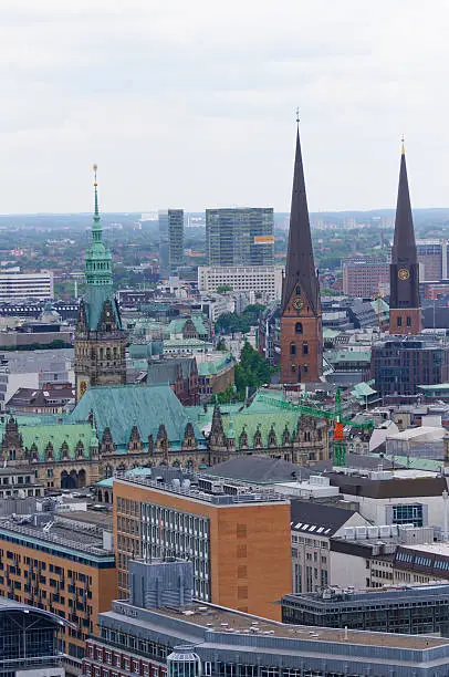 Old city of Hamburg, view from St.Michael's church