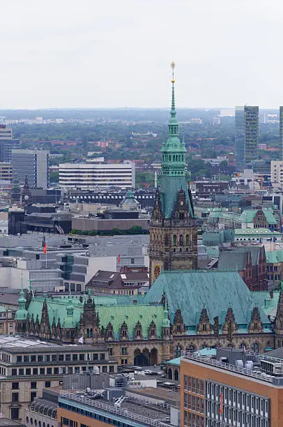 Old city of Hamburg, view from St.Michael's church