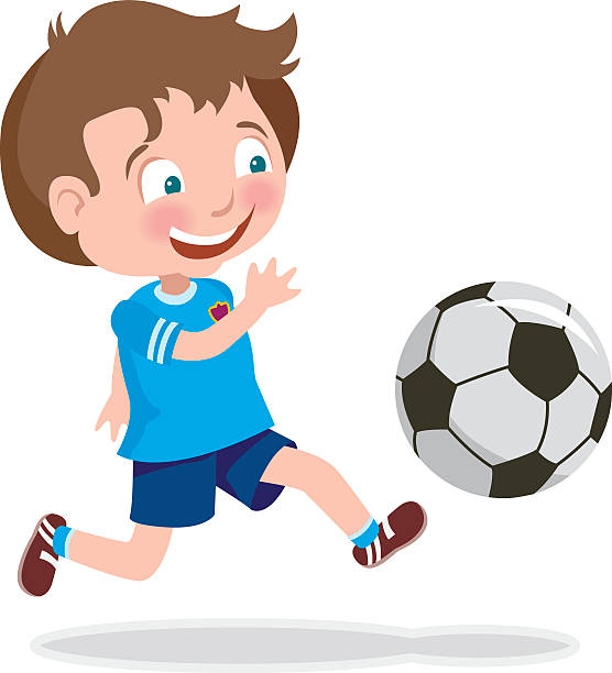 illustrations, cliparts, dessins animés et icônes de mignon enfant jouant au football - goalie soccer soccer player teenage boys
