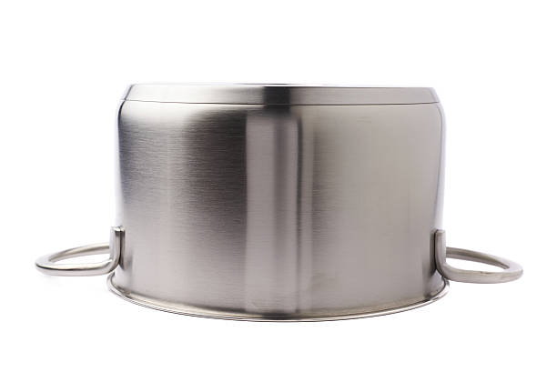 Stainless steel cooking pot pan isolated over white background