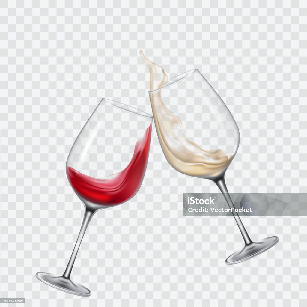 Set verres transparents avec du vin blanc et rouge - clipart vectoriel de Verre à vin libre de droits