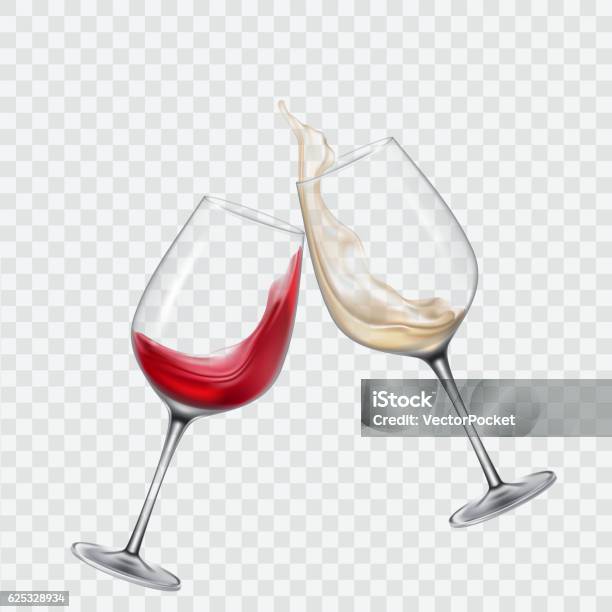 Set Verres Transparents Avec Du Vin Blanc Et Rouge Vecteurs libres de droits et plus d'images vectorielles de Verre à vin - Verre à vin, Vin, Verre