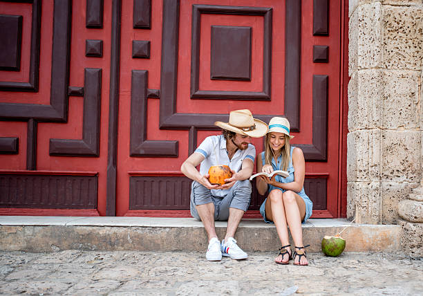 istock Happy young couple traveling 625329122