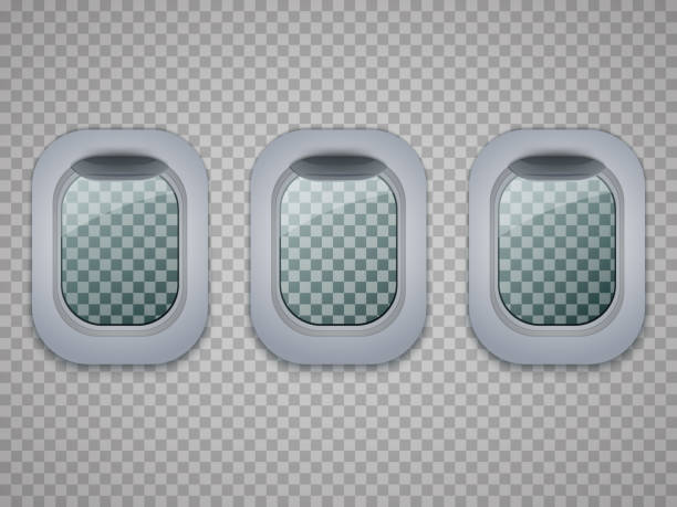 istock Set of Aircraft windows. Plane portholes isolated on transparent background 625330608