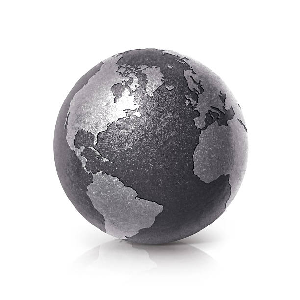 istock Black iron globe 3D illustration North and South America map 625331440
