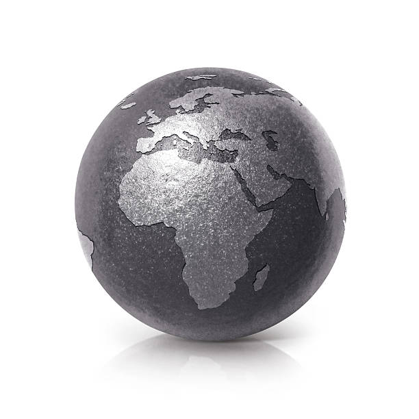 istock Black iron globe 3D illustration europe and africa map 625331504