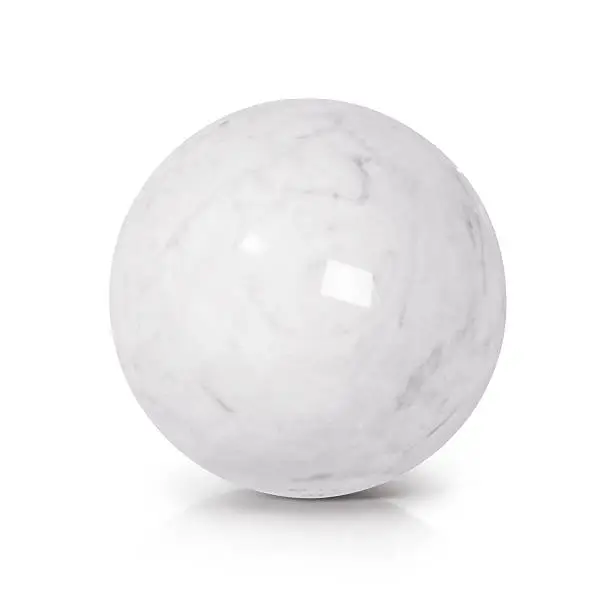 White Marble ball 3D illustration on white background