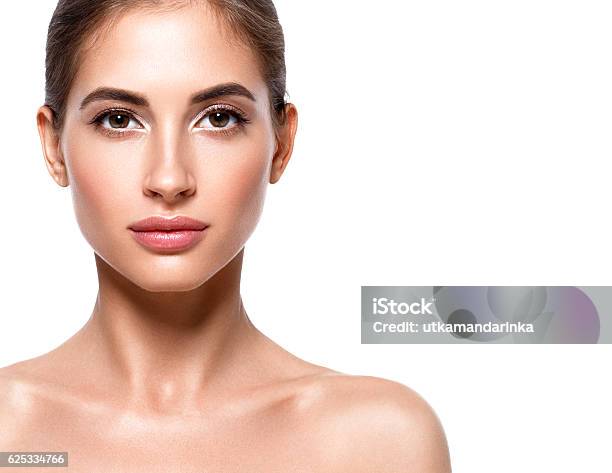 Beautiful Woman Face Close Up Portrait Studio Shot Stock Photo - Download Image Now