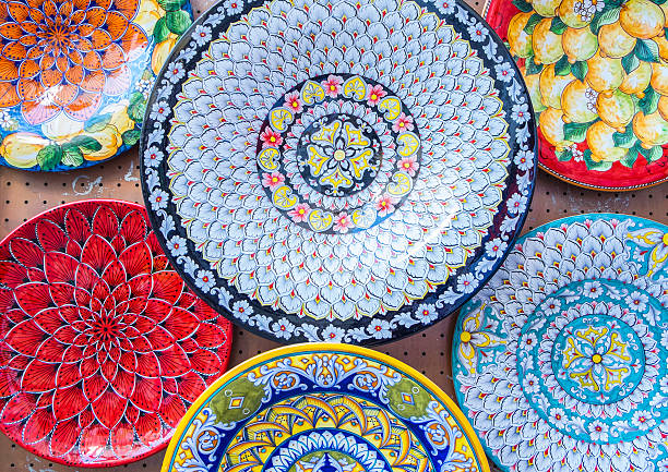 istock Colorful Ceramic Plates on Display in a Market 625354952