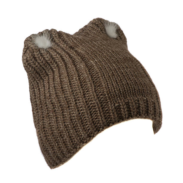 istock Women's hat . knitted hat isolated on white background. brown 625355506