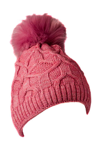 istock Women's knitted hat isolated on white background.hat with pomp 625356064