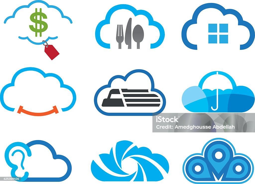 Vector Label Awan Desain Simbol Awan Ilustrasi Stok - Unduh Gambar Sekarang - Awan ...