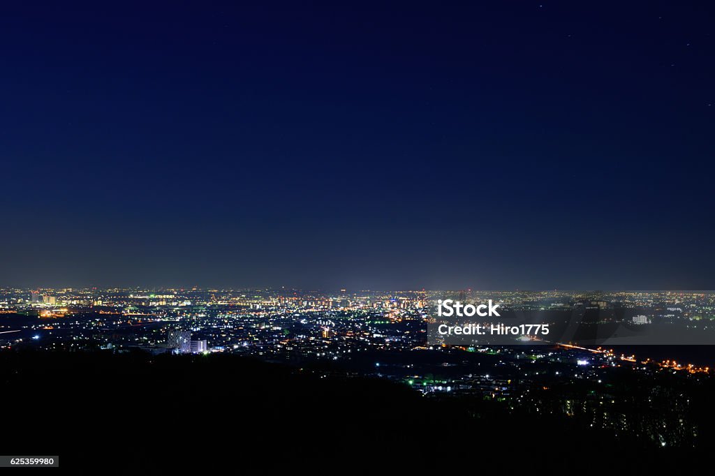 Night view from the Observatory of Mt.Tobioyama Night scene of Shonan and Sagami area, view from the Observatory of Mt.Tobioyama Atsugi City Stock Photo