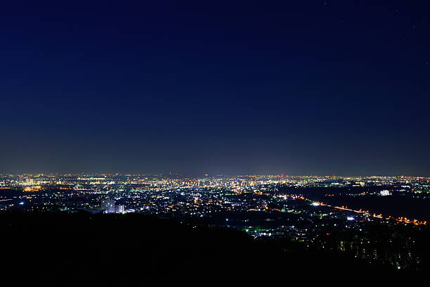 Night view from the Observatory of Mt.Tobioyama Night scene of Shonan and Sagami area, view from the Observatory of Mt.Tobioyama sagami bay photos stock pictures, royalty-free photos & images