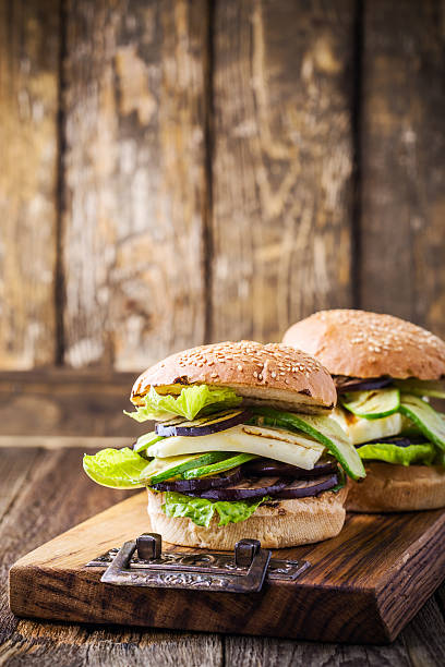 istock Grilled vegetable and haloumi burger with romaine lettuce 625369730