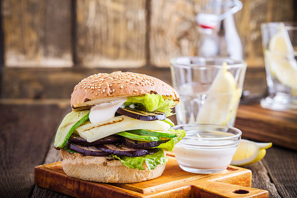 istock Grilled vegetable and haloumi burger with romaine lettuce 625369886
