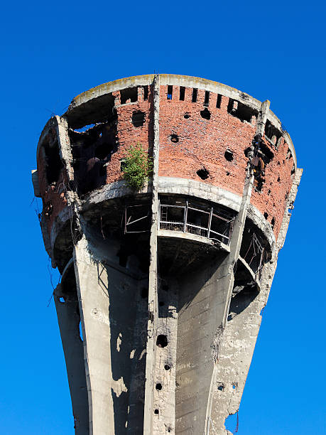 istock Damaged water tower in Vukovar, Croatia 625372810